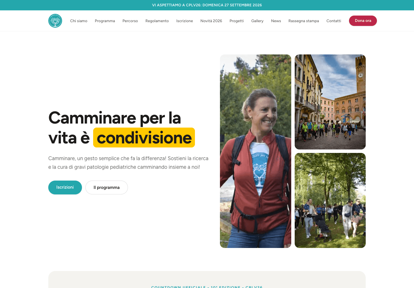 Anteprima del sito Camminare per la vita